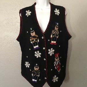 Vintage Ugly Christmas Sweater Vest “Nutcrackers”